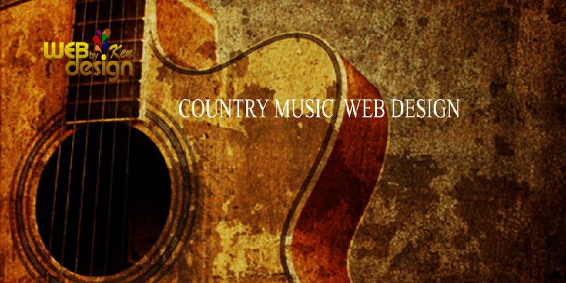 Image Of A Musical Website with a Guitar Background Having Text Like Country Music Web Design